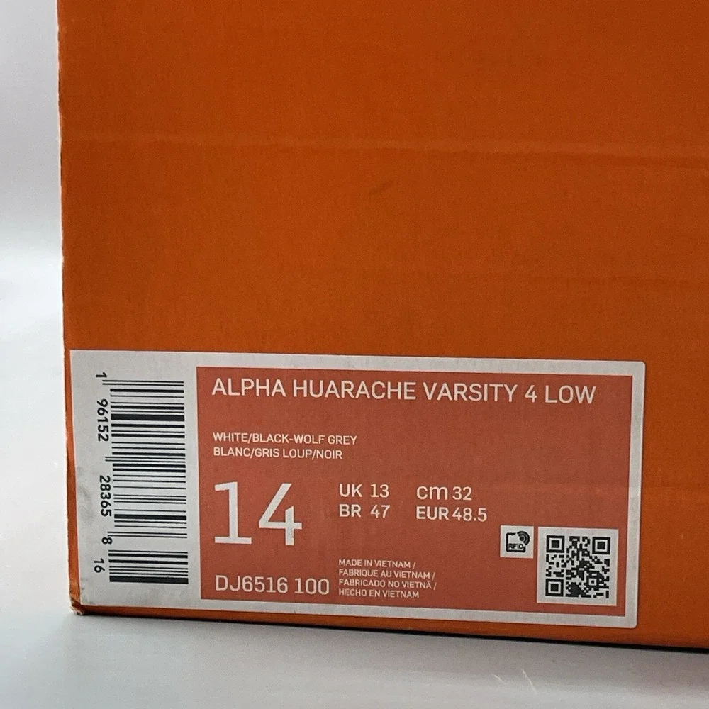 Nike Alpha Huarache Men's 14 Baseball‎ Cleats White Varsity 4 Low DJ6516-100